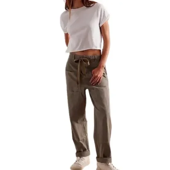 We The Free (Free People) Hayden Pull-On Pants XS Green - Picture 1 of 8